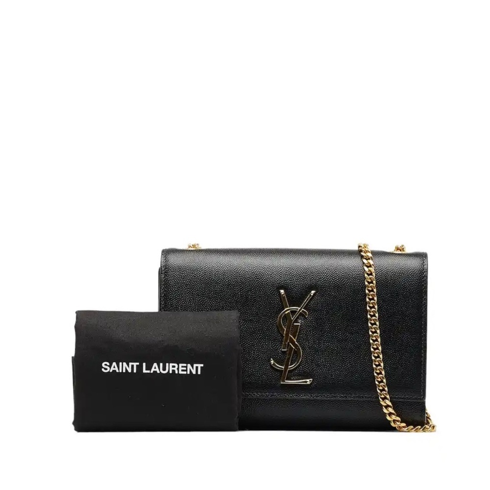 MSRP $2268 YSL Saint Laurent KATE CHAIN BAG IN GRAIN DE POUDRE LEATHER - Picture 3 of 16